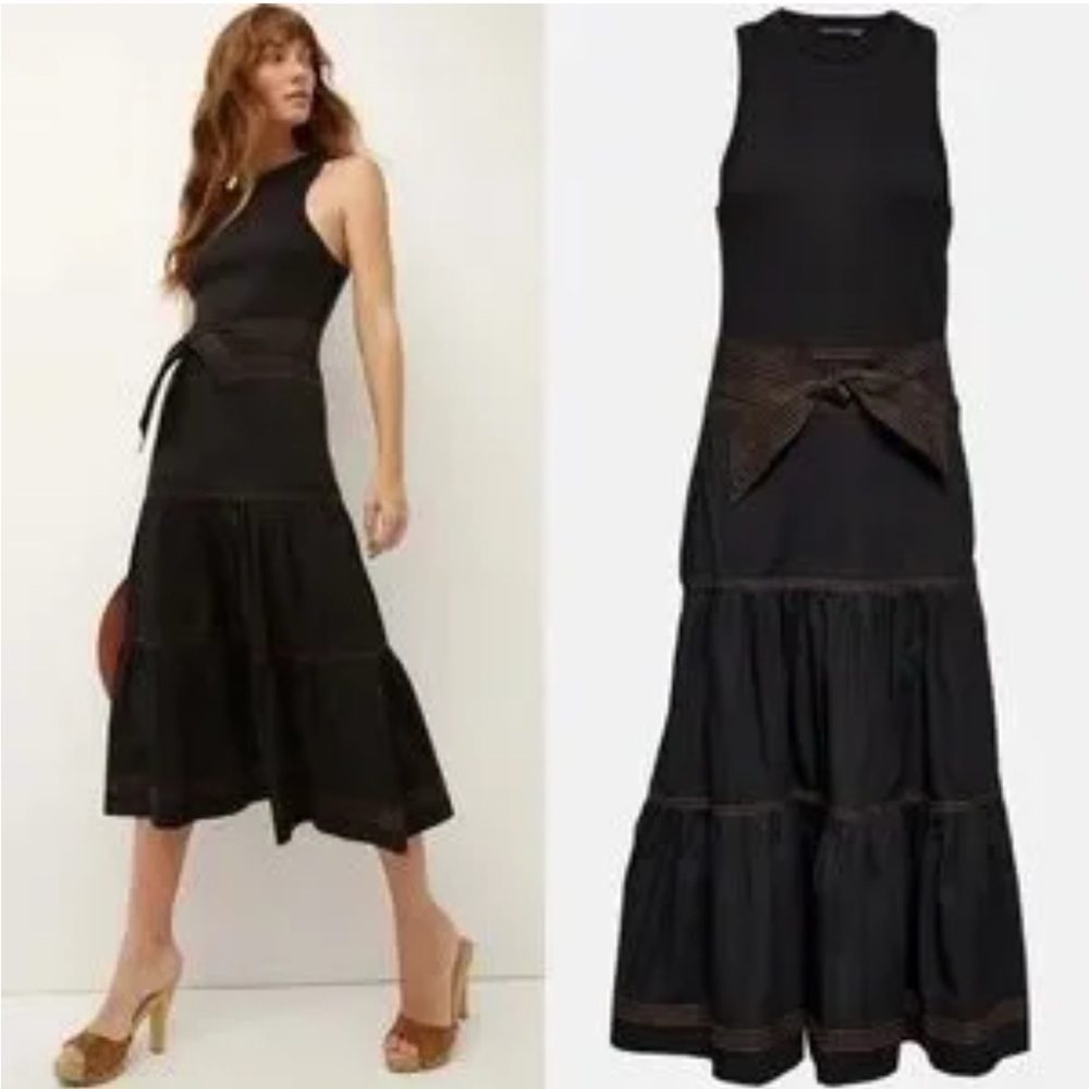 Veronica Beard Austyn Midi Black Sleeveless Dress XL